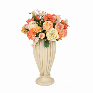 Mixed Rose Arrangement with Freesia and Poppies in Tapered Vase