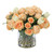 Peach Roses and Tulips in Clear Glass Vase