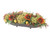 RUST SUNFLOWERS, GREEN HYDRANGEA,BURGUNDY BERRIES, STAR FRUIT, PINE CONE AND PRESERVED PHYLICA IN BRONZE METAL TRAY