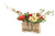 Burgundy Tulips with Celosia, Berry Stems and Cymbidium in Rectangular Vase Lined with Wood