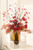 Fall Mix of Dahlia, Cally Lilies and Berries in Amber Colored Vase