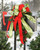 Pine Mailbox Decoration with Burgundy Berries and Christmas Mixed Ribbon