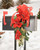 Pine Mailbox Decoration with Red Poinsettias, Cedar Gold Glitter and Red Ribbon