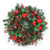 Mix Pine Wreath with Red Berries, Red Glass Ornaments and Red and Green Ribbon