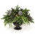 Mixed Pine with Black and Silver Ornaments and Black Berries in Black Urn