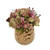Lavender Green Hydrangeas, Plum filler in Gold Container