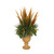 Mixed Grasses with Plumes and Preserved Flowers in Aged Urn