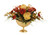 Rust Red, Gold Peony, Ranunculas Iris mix in Oval Brass Urn
