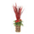 Red Grass Blades and Pine in Gold Planter
