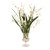 White Oncidium Orchid with White Rocks and Shells in Glass Urn
