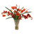 Rust Tulips and Orchids in Tall Vase