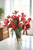 Iris Mixed with Dahlia and Stock in Glass Cylinder Vase