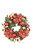 Red Poinsettias with Green Pine Wreath Adnored with Oranments and Ribbon
