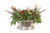 Harvest Centerpiece With Deer Horns and Feathers in Oval Pewter Planter