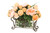 Waterlook® Peach and Champagne Roses in Rectangle Glass Planter with Metal Stand