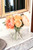 Waterlook® Peach Roses in Square Glass Vase