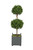 60" Boxwood Double Ball Topiary in Gray Wooden Planter with Finials