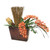Rust Orchid with Protea and Reeds in Metal Wall Hanging