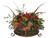 Celosia with Mixed Berries, Fruit and Pods in Round Iron Planter
