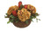 Burgundy Brown Hydrangeas and Foliage Mix in Wicker Wall Basket