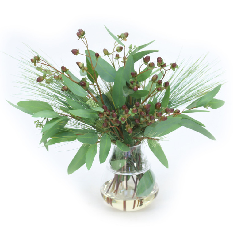 Hypericum Berries in Glass Vase with Rim