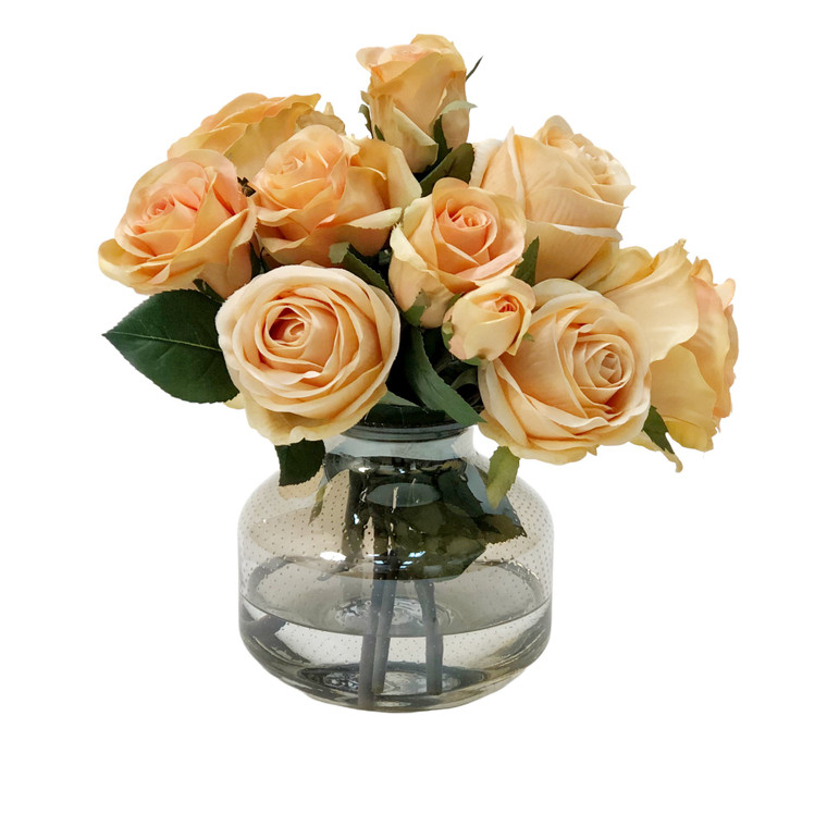 Talisman Roses in Light Amber Metallic Vase