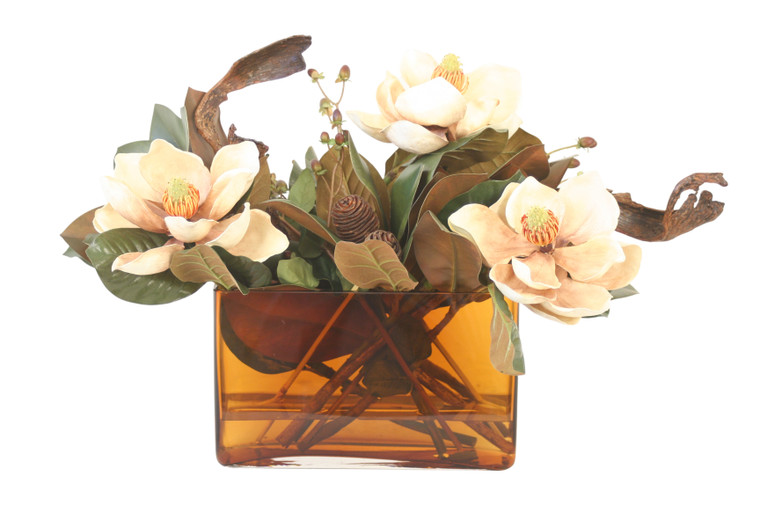 Magnolias in Amber Vase
