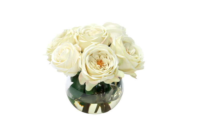 Waterlook  Cream White Roses in Rose Bowl