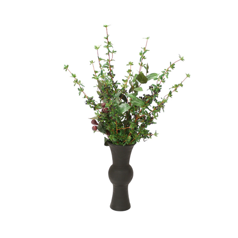 Fall Berries in Black Stoneware Vase