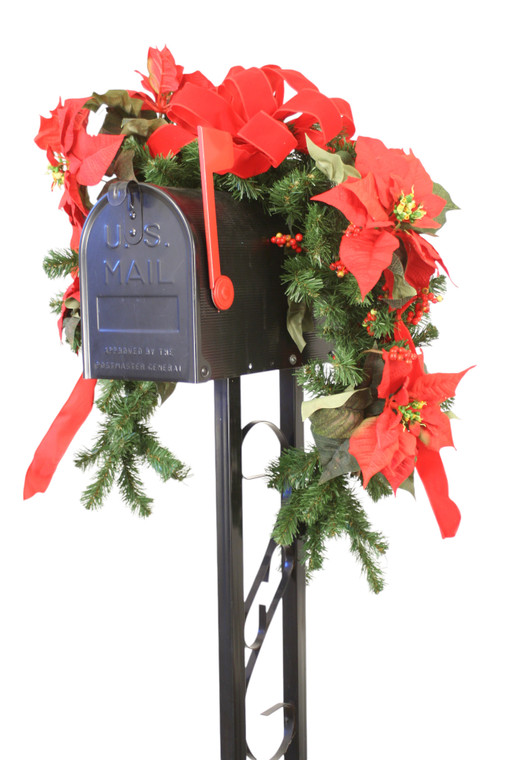 Red Poinsettia Mailbox Swag
