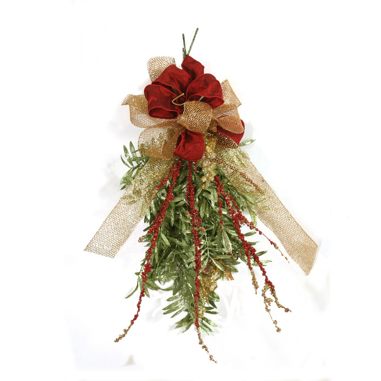 Red and Green Christmas Swag with Gold Accents