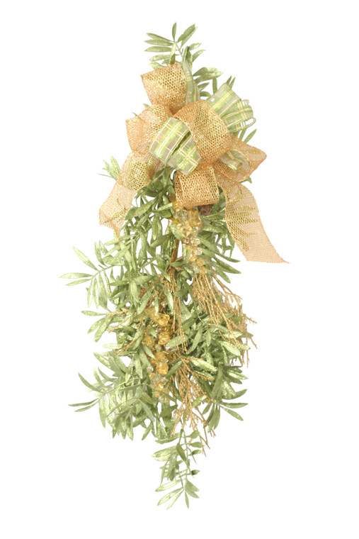 Green Christmas Swag with Gold Accents