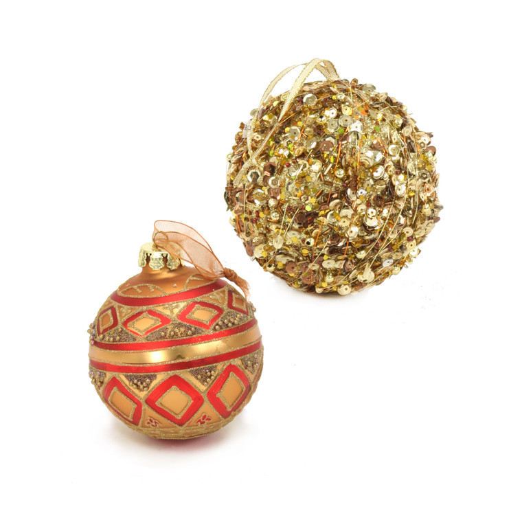 Designer Ornament Group featuring Gold Sequin Ornaments (Set of 9)