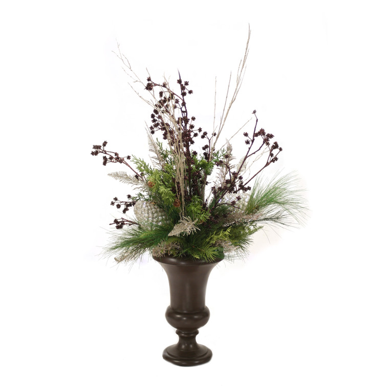 Arrangement Greenery With Pine And Brown Crowns
