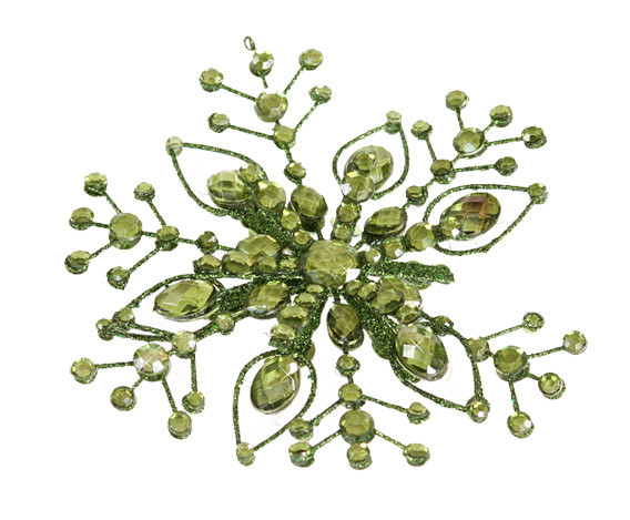 6" Hanging Jewel Snowflake Green (Sold in Multiples of 24)