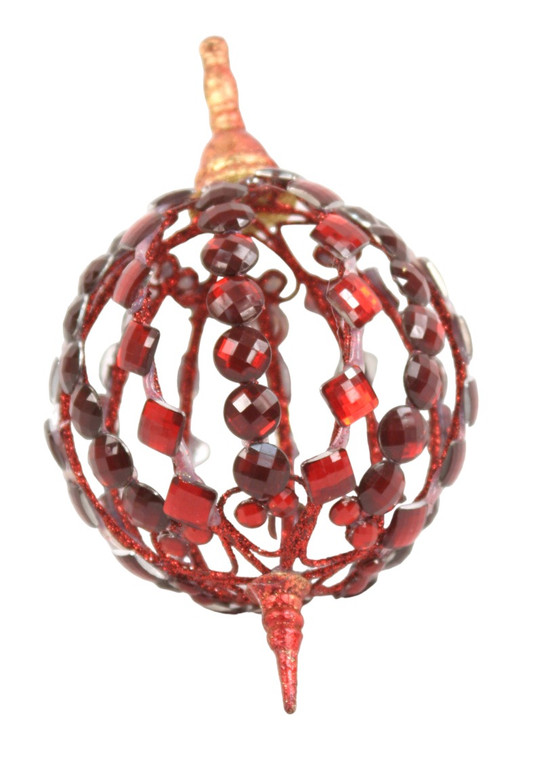 8" Plastic Hanging Oval Ornament Red  (Sold in Multiples of 6)