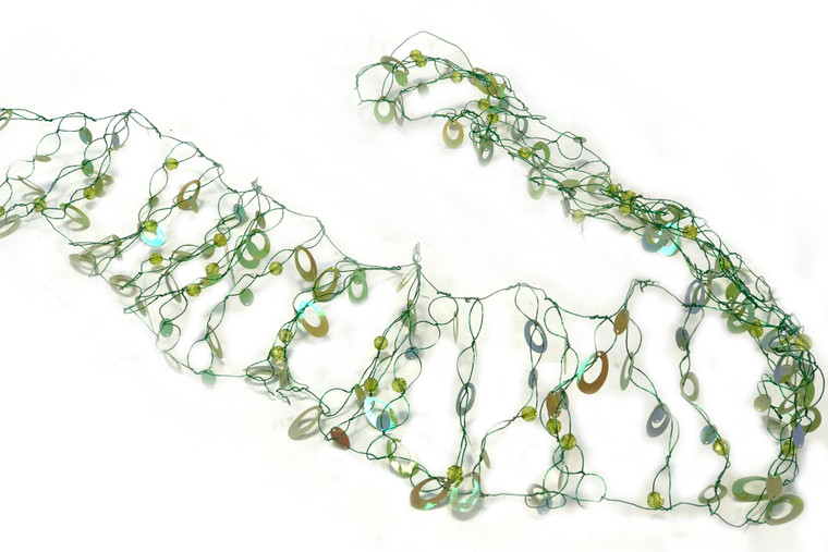 Green Circles on 5" Wire Ribbon Garland