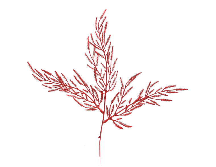18" Red Glittered Cypress Spray  (Sold in Multiples of 24)