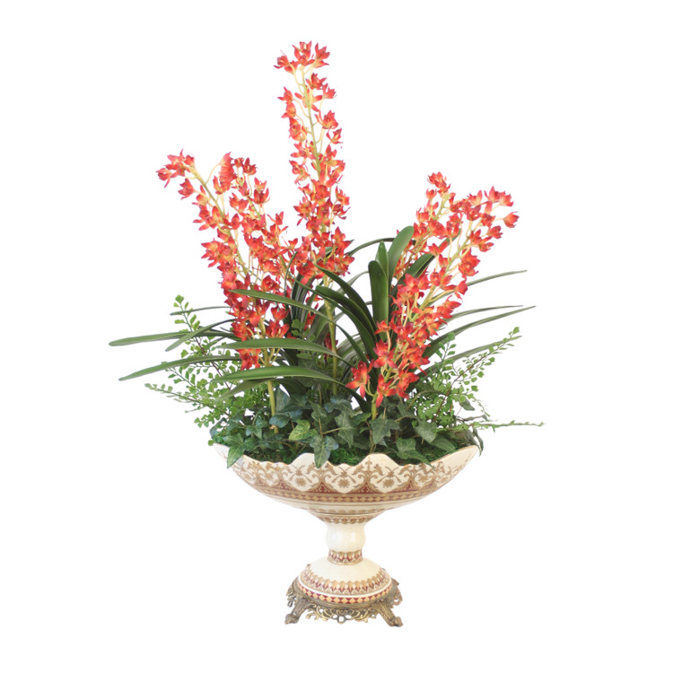 Orchid Garden in Porcelain Compote