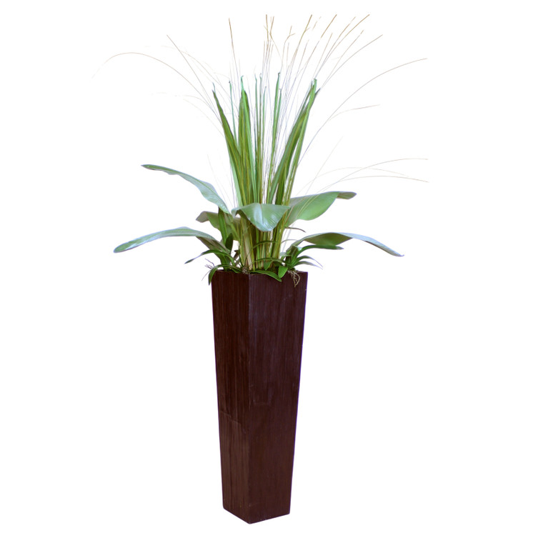 Tropical Foliage In Crushed Bamboo Planter