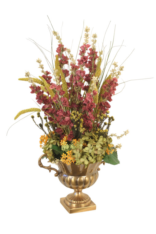 Garden Mix n Antique Brass Fluted Urn
