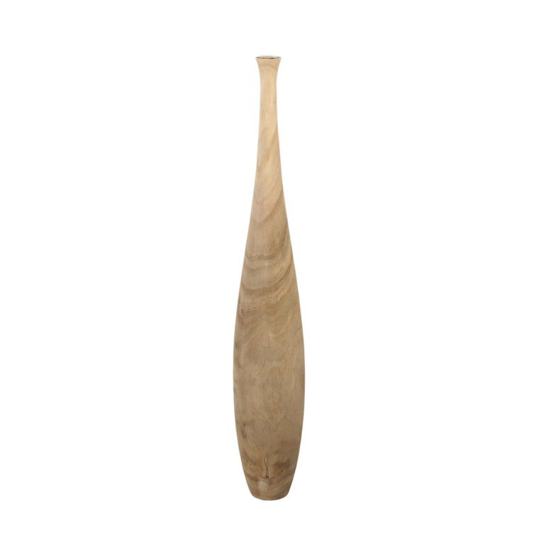 43" Slender Wood Vase In Raw Wood Finish