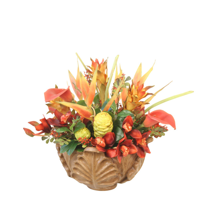 Tropical Mix in a Decorative Leaf Planter