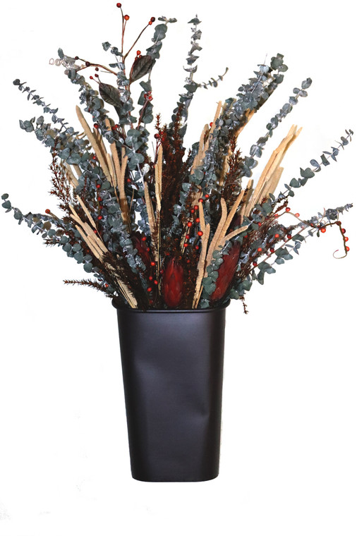 Natural Eucalyptus Mixed Dried In Metal Wall Planter