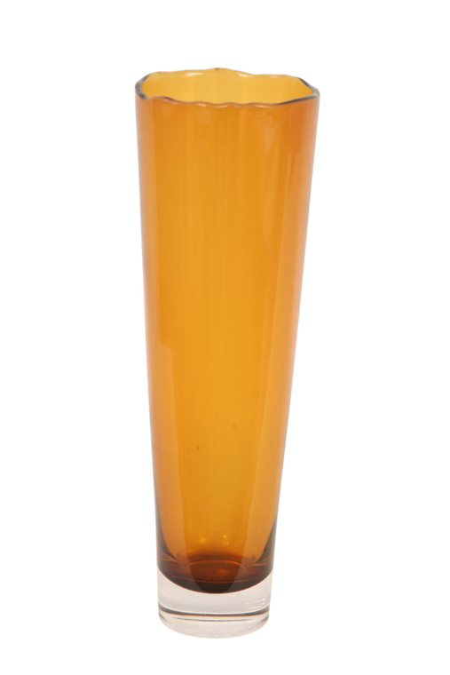 Tall Tapered Amber Glass Vase