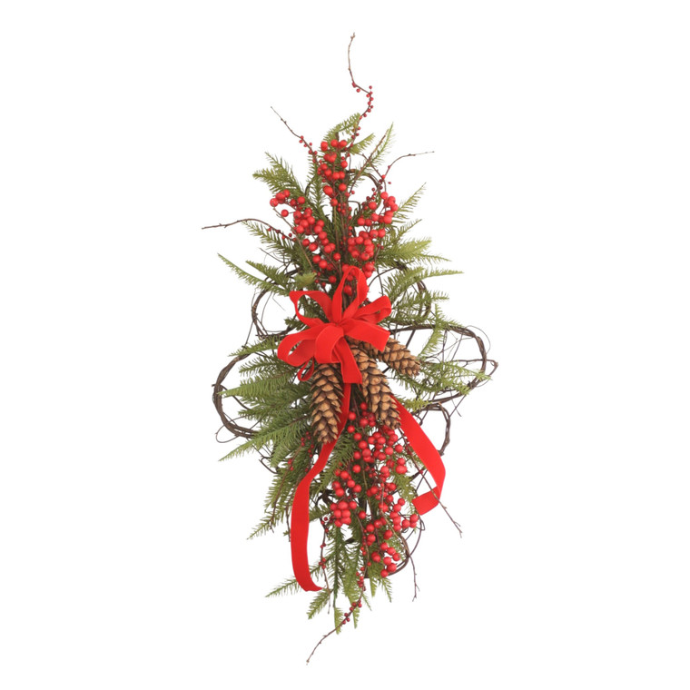 Rustic Vine with Fir and Berries Swag