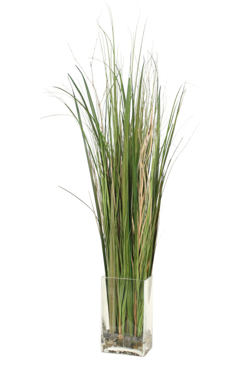 Waterlook® Tall Grass with Mixed Rocks in Clear Rectangle Glass