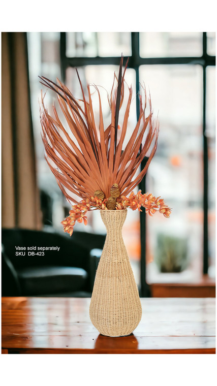 Natural Palmetto,Pods with Orchids Bouquet (Vase sold Separately)