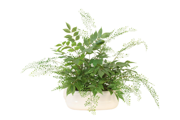 Similax Mix in Cream White Oval Planter