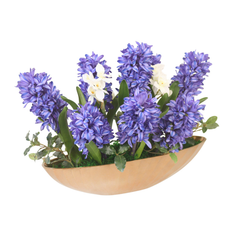 Blue Hyacinth, Paper Whites in Brass bowl